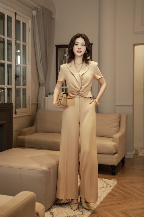 Sixdo Nude Woven Loose Pants